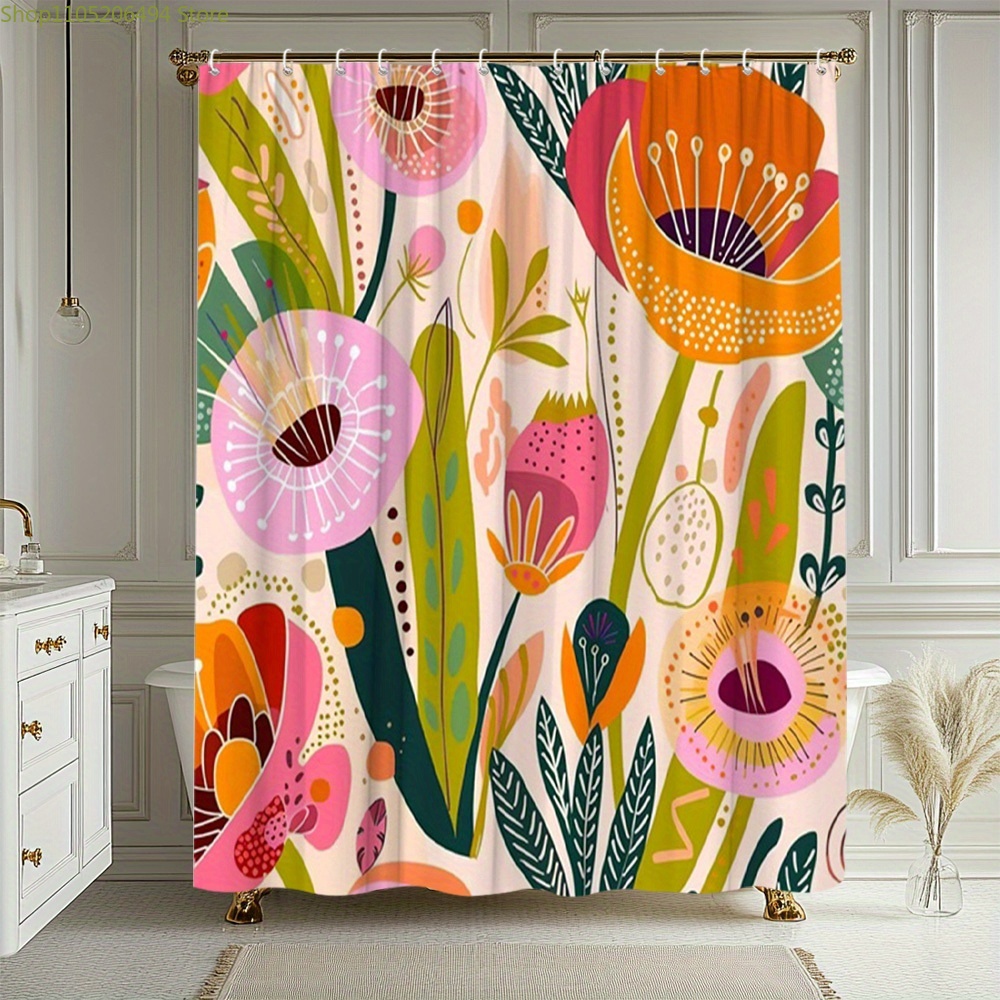 Home Bathroom Decor Ideas - Яркая шторка для душа с цветочным