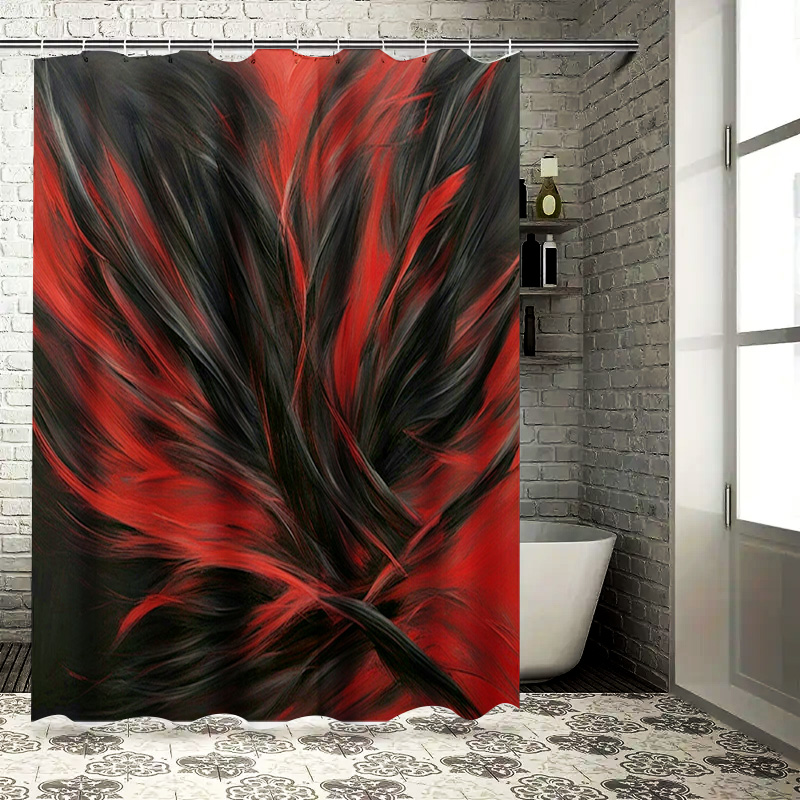 Home Bathroom Decor Ideas - Красная и черная занавеска для душа