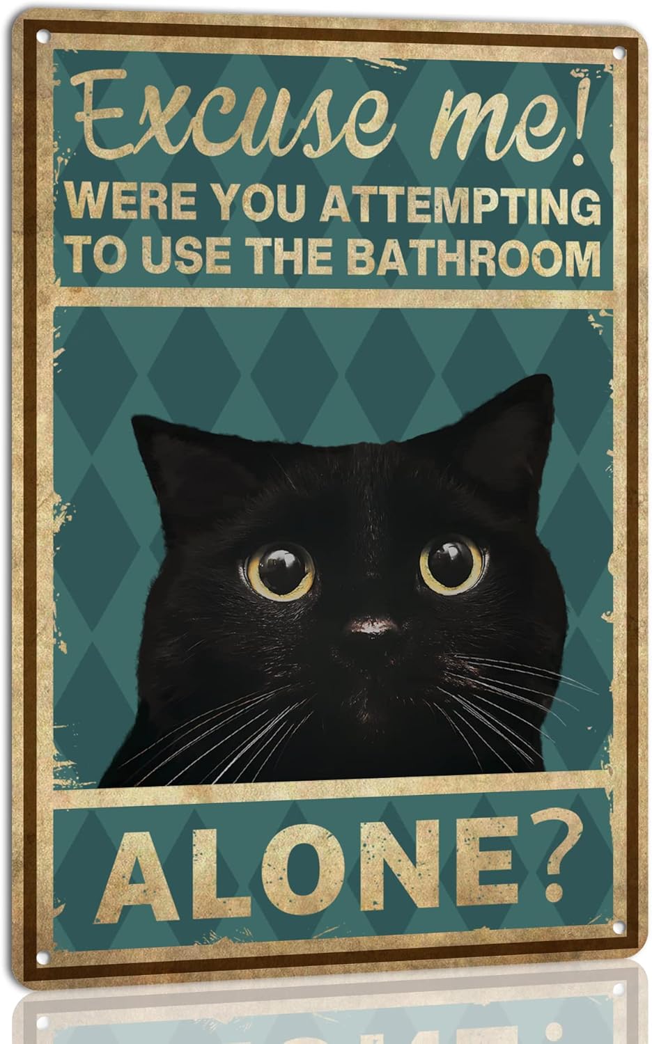 Home Alone Bathroom - Настенный декор с котом; Забавная жестяная