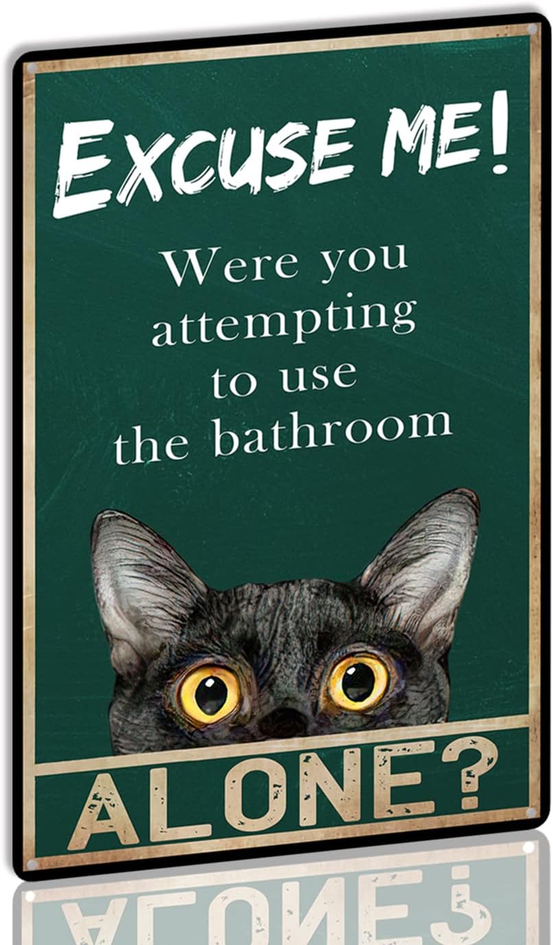 Home Alone Bathroom - Забавная табличка-предупреждение YLUYINOM с черным котом