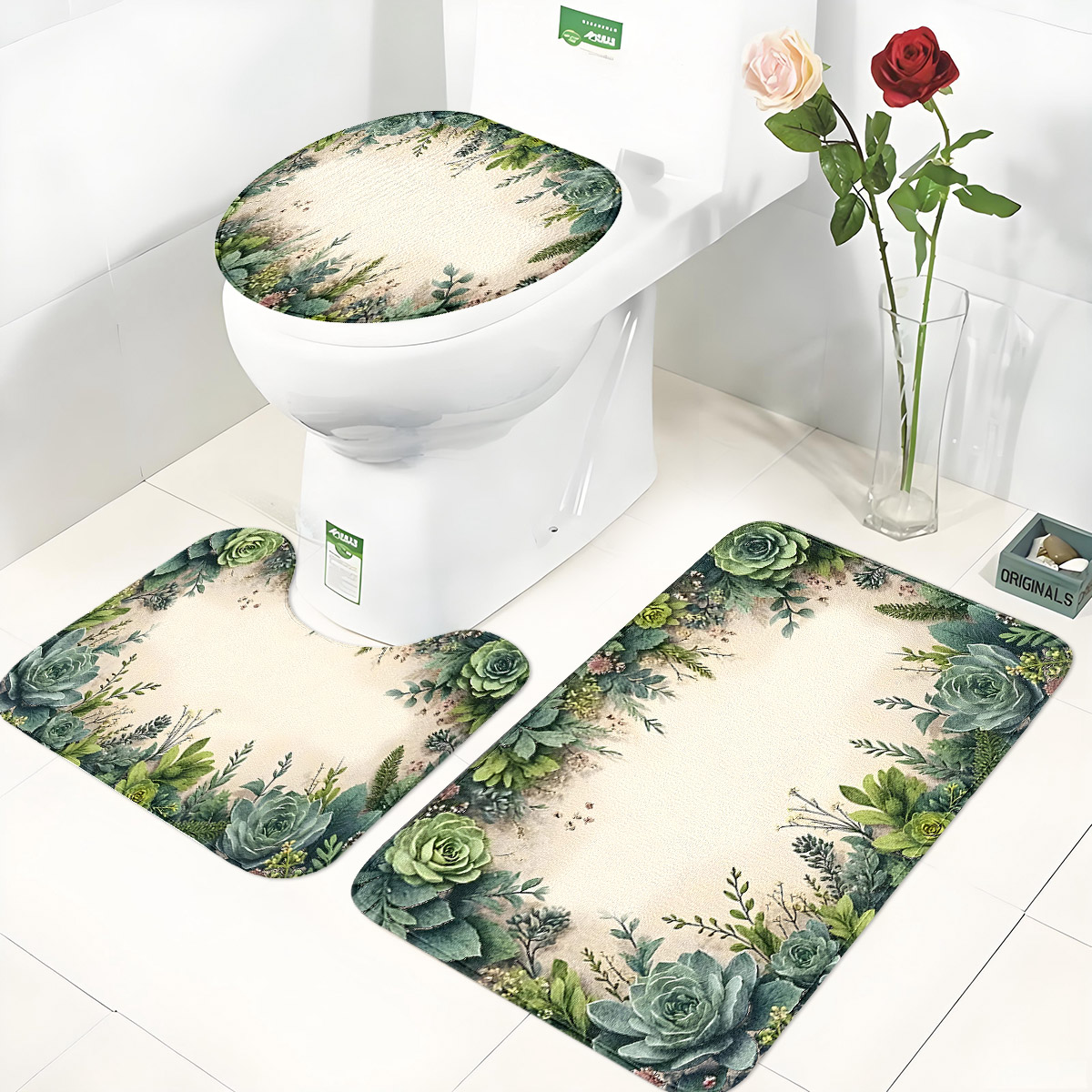 Zara Home Bathroom Rug - Ретро-набор для ванной комнаты из трех
